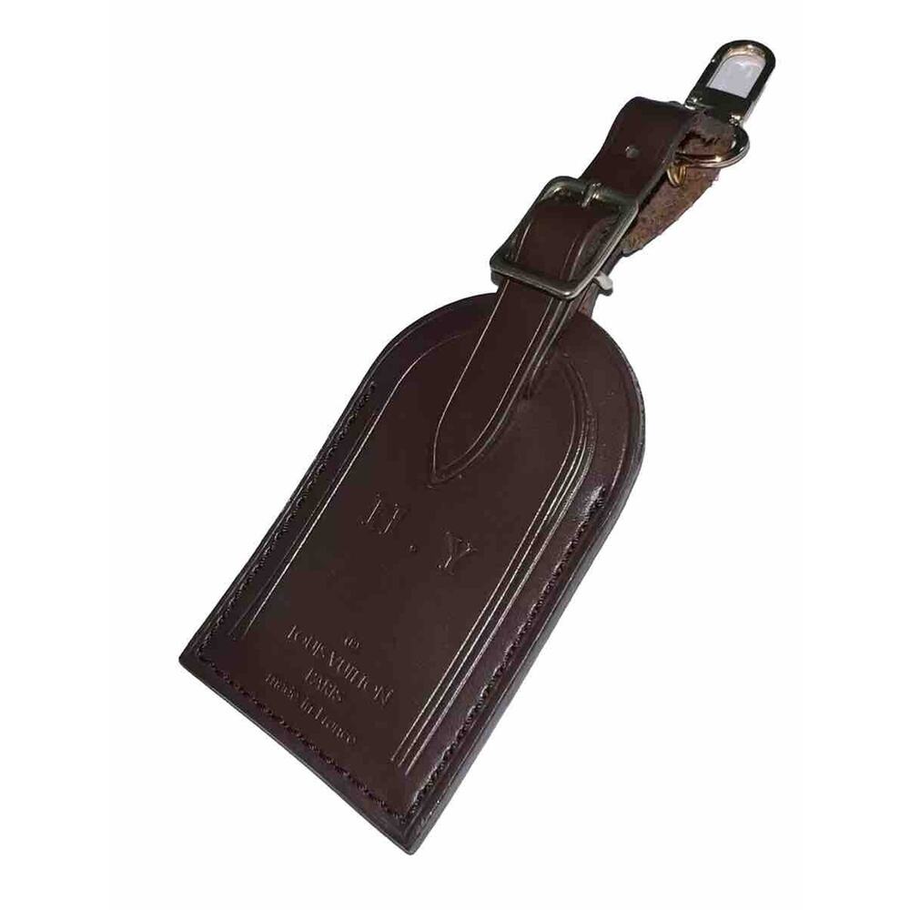 Louis Vuitton Bag Tag w/ HY Initials Damier Ebene Goldtone Large